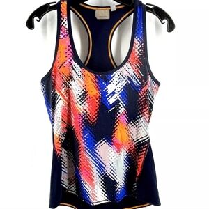 Athleta Tank Top Women Size Small Multicolor Geometric Racerback Light weight